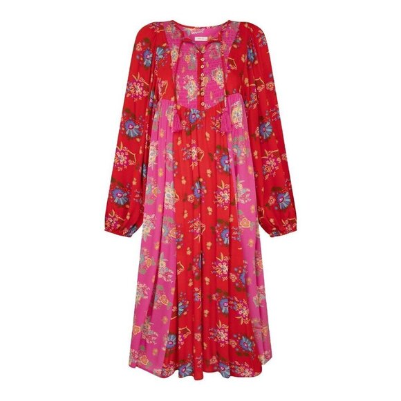 💕SPELL & THE GYPSY💕 Solstice Boho Midi Dress ~ Salsa Rose Large - Picture 7 of 16